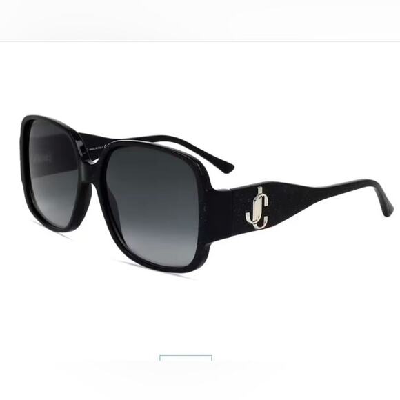 NWT * JIMMY CHOO Polarized Square Black Sunglasses - Picture 2 of 16